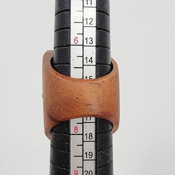 J.Fein Size 7 Boho Gilt Bronze Large High Profile Wooden Statement Ring - Picture 9 of 13